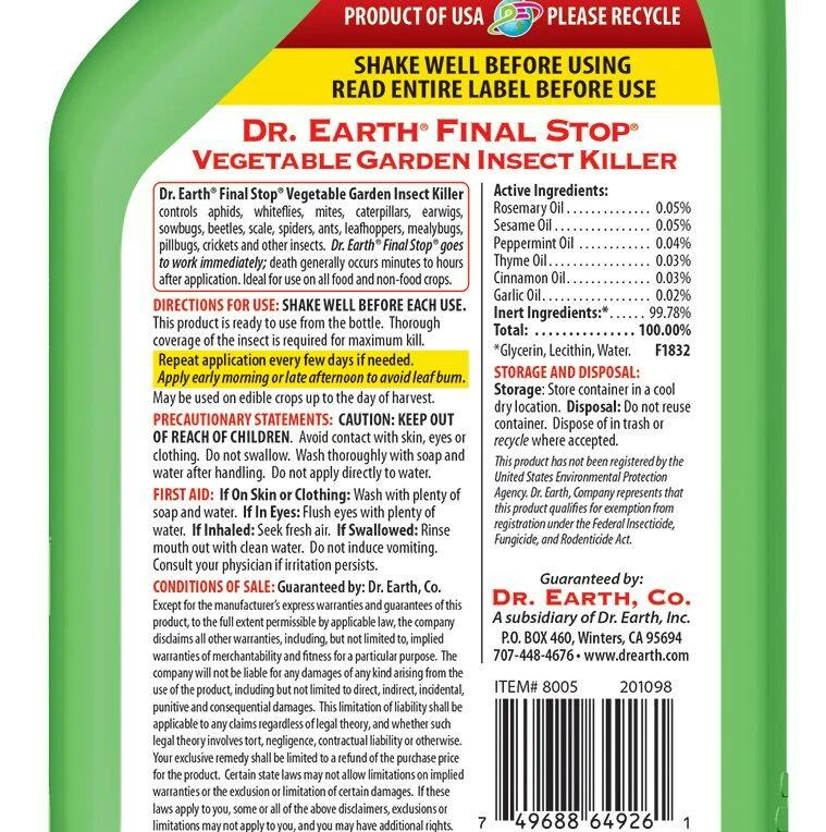 24-Fl. Oz. Final Stop® Vegetable Garden Insect Killer, For Use In Organic Gardening 3 24-Fl. Oz. Final Stop® Vegetable Garden Insect Killer, For Use In Organic Gardening
