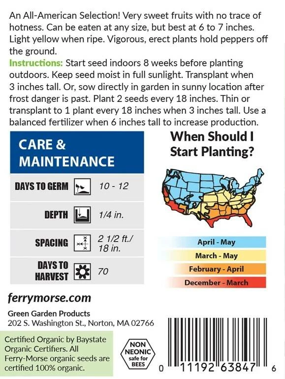 Pepper Sweet Banana Organic 3 Pepper Sweet Banana Organic