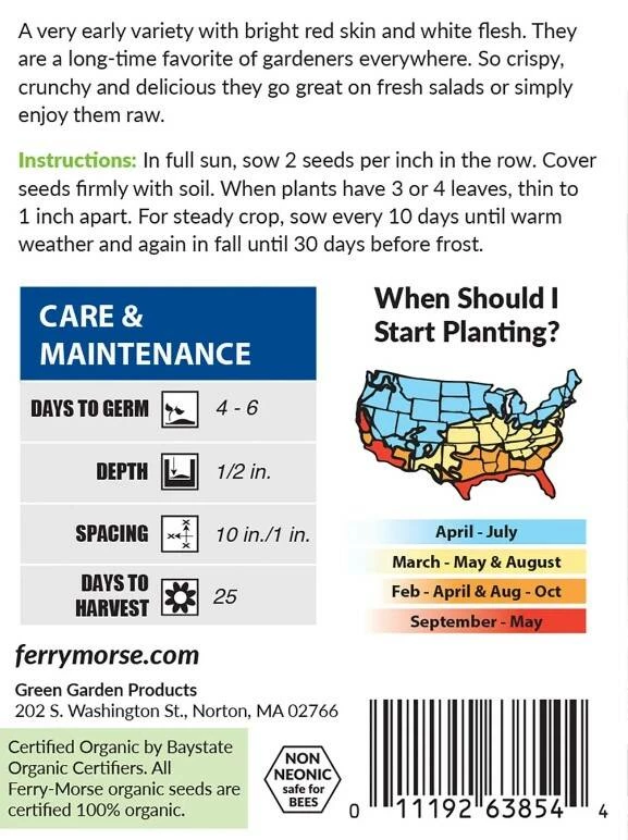 Radish Early Scarlet Globe Organic 3 Radish Early Scarlet Globe Organic